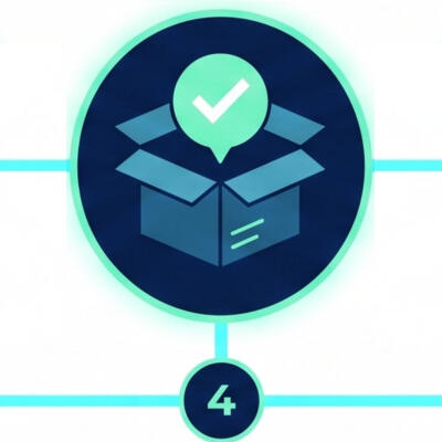 A digital icon showing an open software box releasing a checkmark and a digital dashboard, representing subsidized deployment.