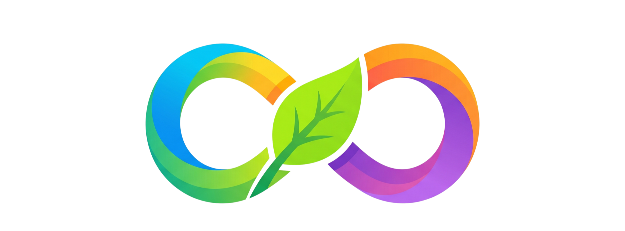 Local Market Hub company logo featuring a vibrant, multi-colored infinity symbol with a green leaf integrated into the center.