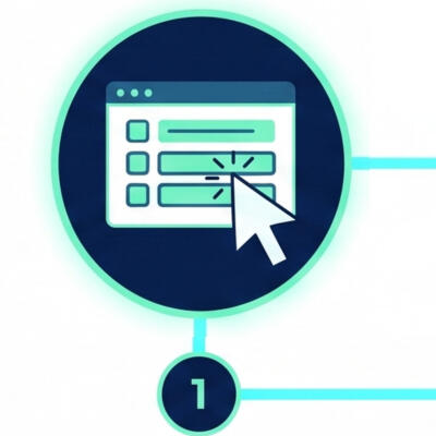 A digital icon showing a cursor clicking a checklist form, representing step one: the market readiness assessment.